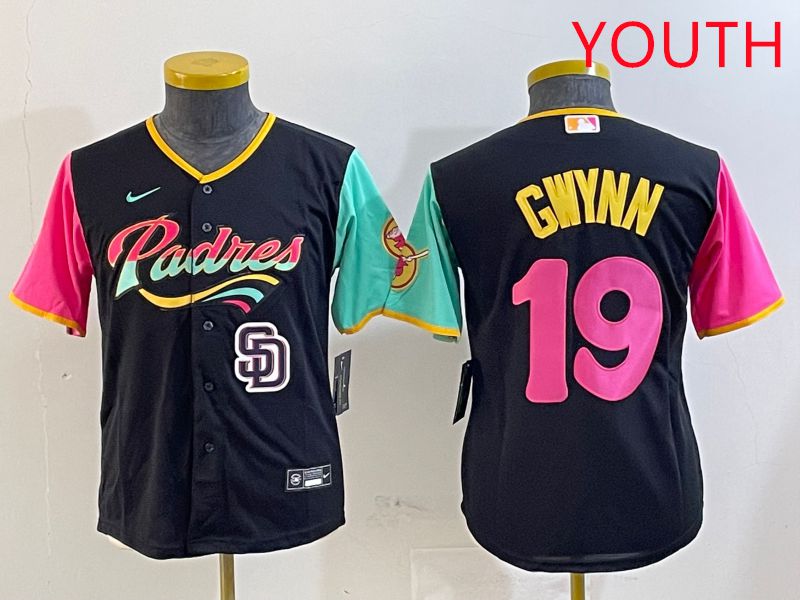 Youth San Diego Padres #19 Gwynn Black City Edition Game 2025 Nike MLB Jersey style 9